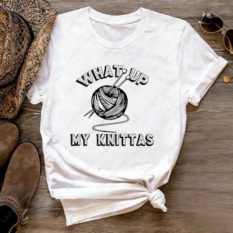 Funny Knitting Casual Printed Adult Cotton Tshirts Knitting Lover Gift Hot Sale Retro Creative Classics Oneck Tops Ropa Mujer