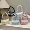 Drawstring Polka Dot Shoulder Bag Stretchable Strap French Stick Handbag Women