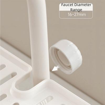 Estante de Drenaje para Grifo de Plástico Duradero Ahorrador de Espacio con Barra Soporte para Esponja de Grifo Soporte Giratorio para Esponjas de Plato Cocina
