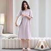 Pure cotton short-sleeved women's nightgown summer loose round neck large size 100 cotton sweet and cute loungewear can be worn outside