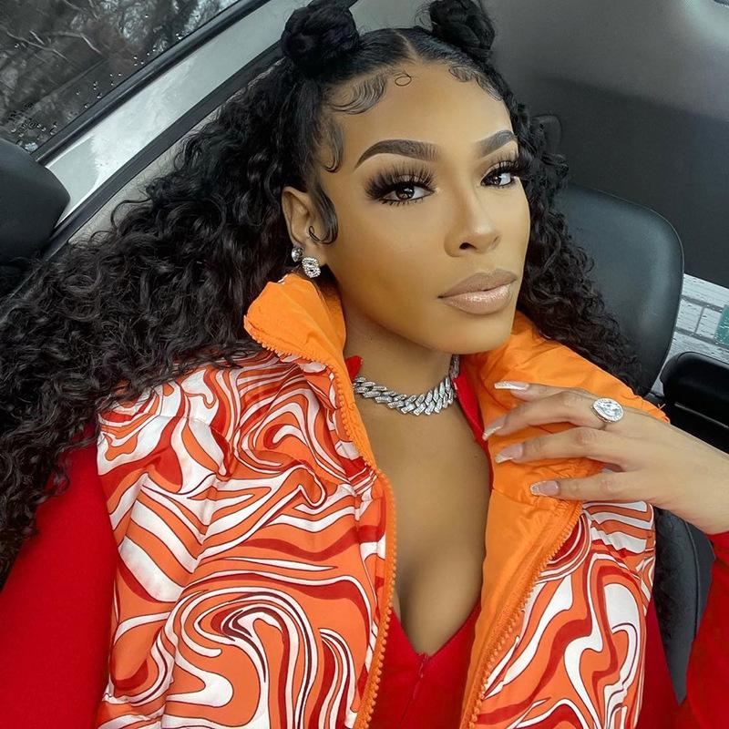 Autumn Winter Fashion Casual Slim Outerwear Woman Patchwork Print Jacket Female Thick Warm Parka Cotton Ladies Puffer Outerwear