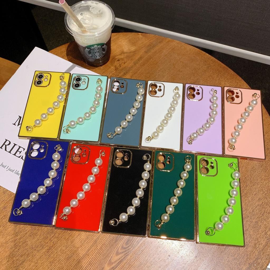 Electroplating Bracelet Is Suitable for Iphone13 Apple 11/XR Candy Square Fine Hole Silicone Mobile Phone Case Apple 8P