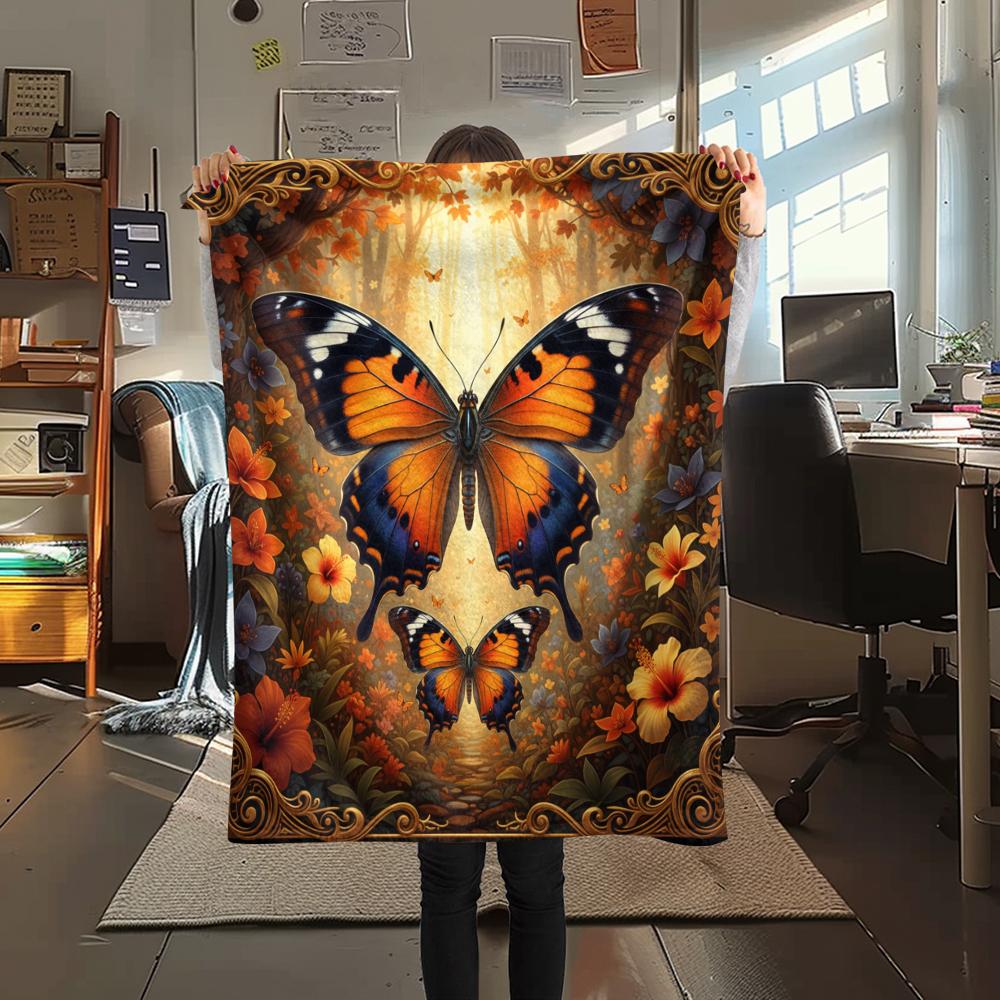 1 Stück 3D-Schmetterlingsdruck Flanelldecke, Hohe Qualität für alle Jahreszeiten, Heimdekoration, Wärme und Komfort, Perfekt für Weihnachtsgeschenke