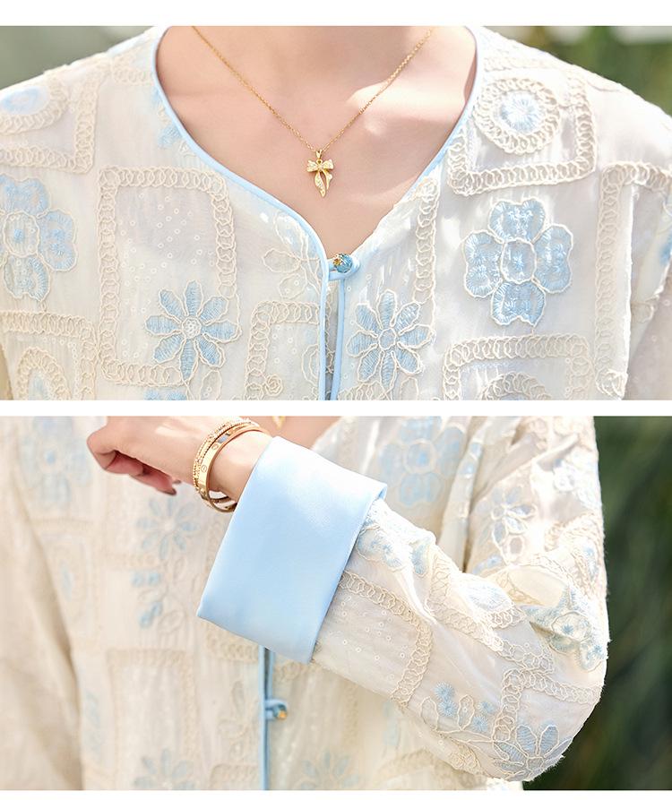 Women's Embroidered White Short Jacket - Spring/Summer 2025 Chinese Style Sun Protection