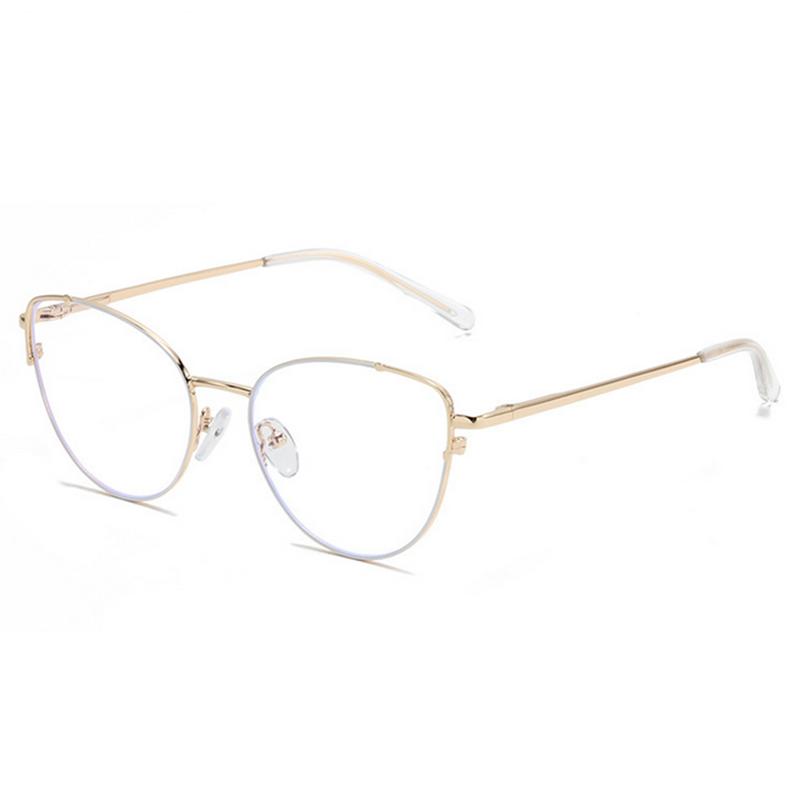 

Anti Blue Rays Spring Leg Cat Eye Minus Lens Prescription Spectacles Frame Women Metal Short-sight Eyewear 0 -0.5 -0.75 To -6.0 0 біле золото кольору