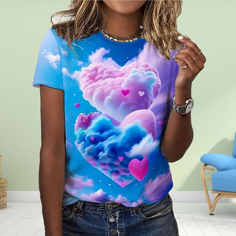 Модная женская футболка с принтом в форме сердца и кофе, забавная повседневная футболка с круглым вырезом и короткими рукавами, летняя женская футболка XS