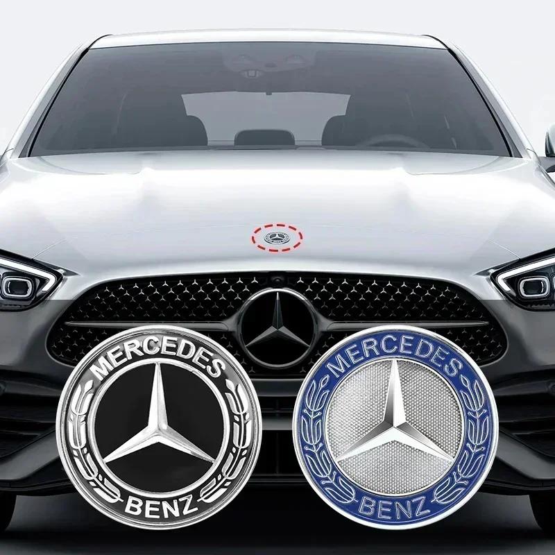 2025 Für Mercedes-Benz 1 Stück Auto Metall Flaches Haubenemblem Frontemblem Logo Aufkleber Für Mercedes Benz W212 W213 W205 W177 W247 W176