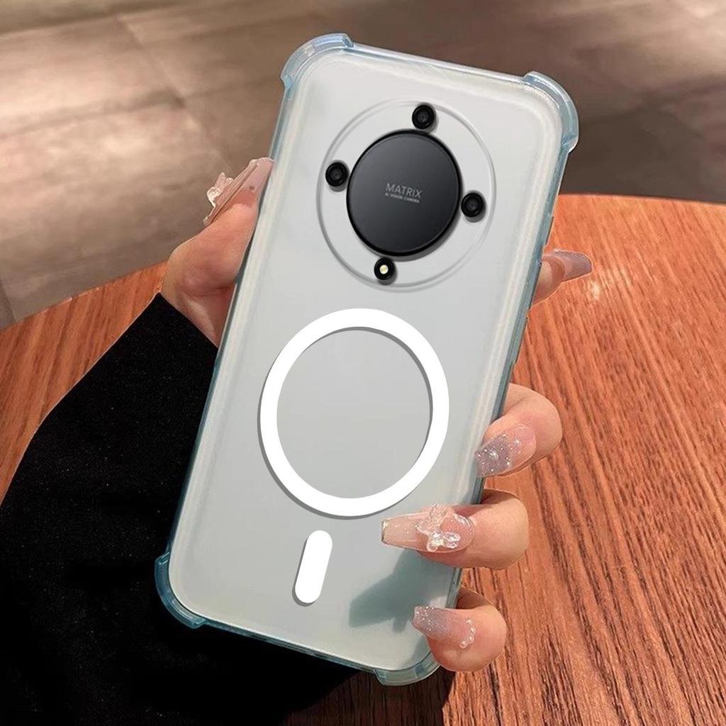 Case for HONOR X9b,X9a Cute Airbag Corner Pastel Matte Magnetic Casing Semi Shockproof Phone Cover