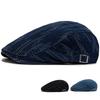 Denim Vintage Beret for Men and Women Spring/Summer Casual Duckbill Cap Fashionable Checkered Forward-Facing Sun Hat