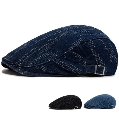 Denim Vintage Barett für Damen und Herren Frühling/Sommer Lässige Schiebermütze Modischer Karierter Vorwärts gerichteter Sonnenhut