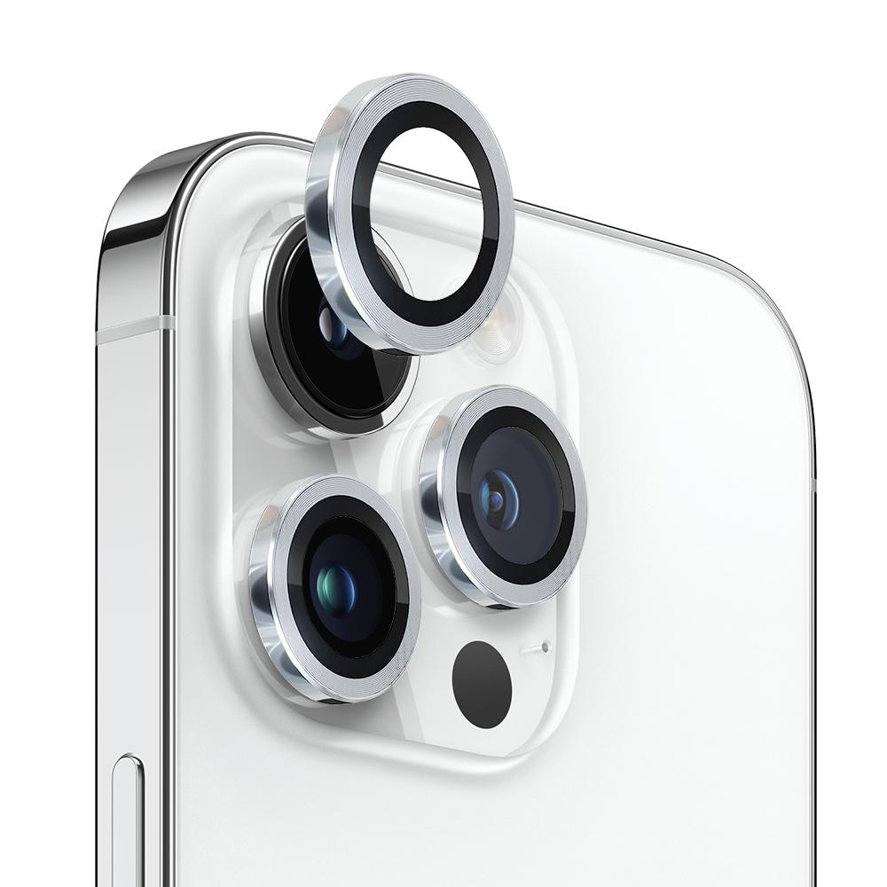 

NORTHJO For iPhone 12 Pro/11 Pro Max/11 Pro 1 Set Camera Lens Protector Tempered Glass Lens Film with CD Vein Metal Ring Silver