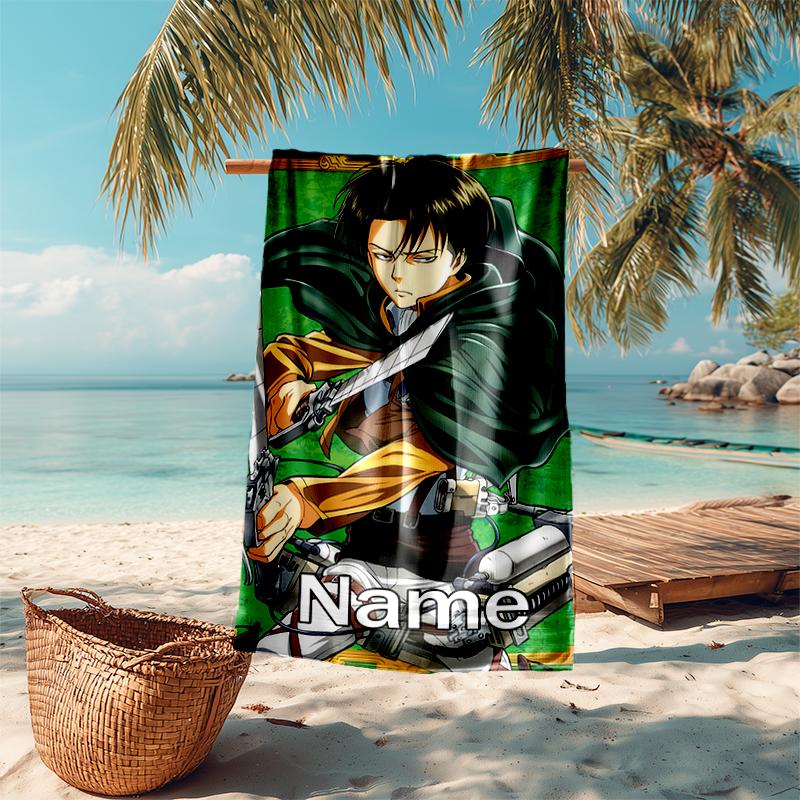 Personalized customized proof beach towel with Attack on Titan  pattern - soft, absorbent, quick-drying, perfect swimming, camping&bathing