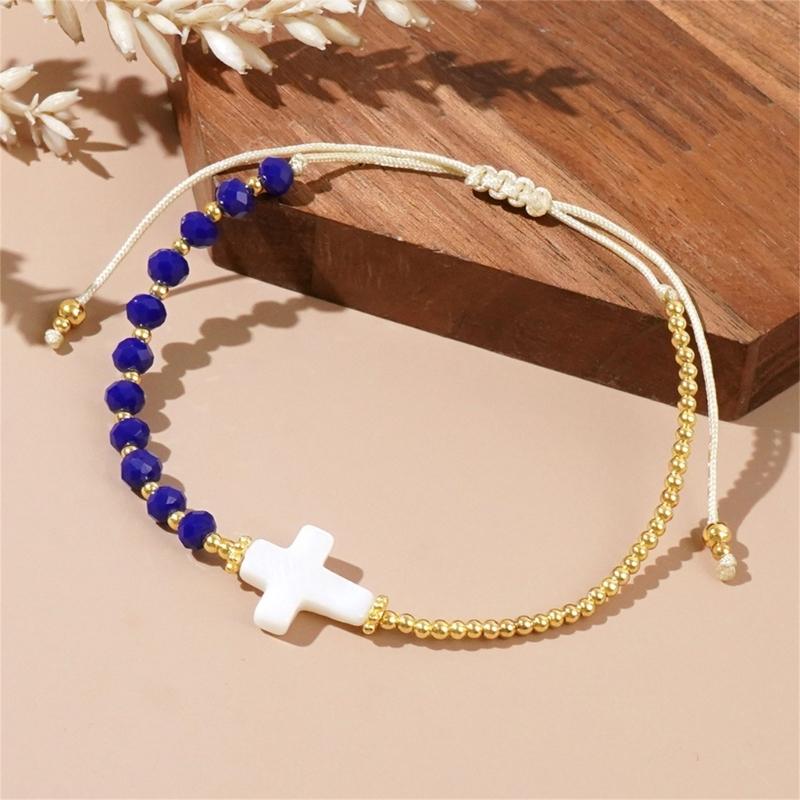 Bohemian Crucifix Beaded Bracelet Wrist Chain With Multicolor Crystal Beads For Women Handmade Jewelry