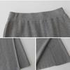 Women Midi Skirt High-Waisted Solid Color Casual Style Knitting Skirt Autumn Winter Side Split Hem Skirt Versatile Daily Wear