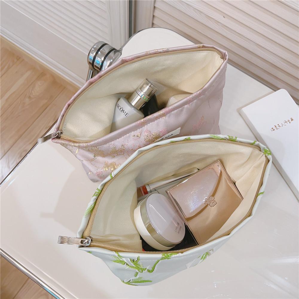 Flower Pattern Women Cosmetic Organizer Travel Bag Large Canvas Toiletries Teen Girls Makeup Storage Pouch