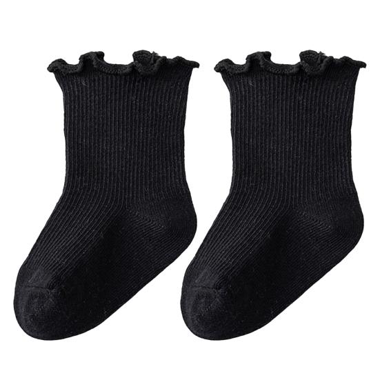

1 Pair Baby Girl s Cotton Socks Ruffle Princess Ankle Socks for Toddlers Mid-calf Socks Spring And Autumn Thickness Children Socks M чёрный