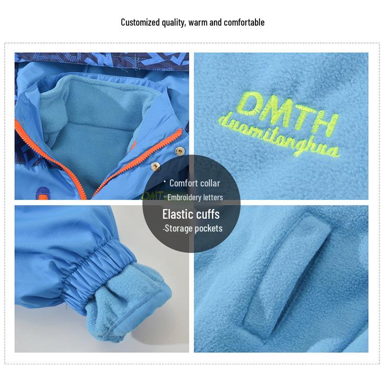 Boys' 3-in-1 Detachable Jacket: Spring, Autumn & Winter Velvet-Enhanced Trendy Outerwear for Kids