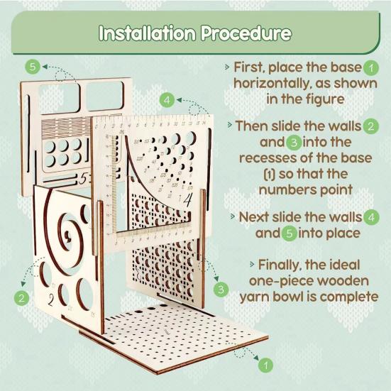 Multifunctional Yarn Bowl All in One Wooden Yarn Storage Box Knitting Needle Holder Yarn Dispenser for Crochet Knitting Lovers
