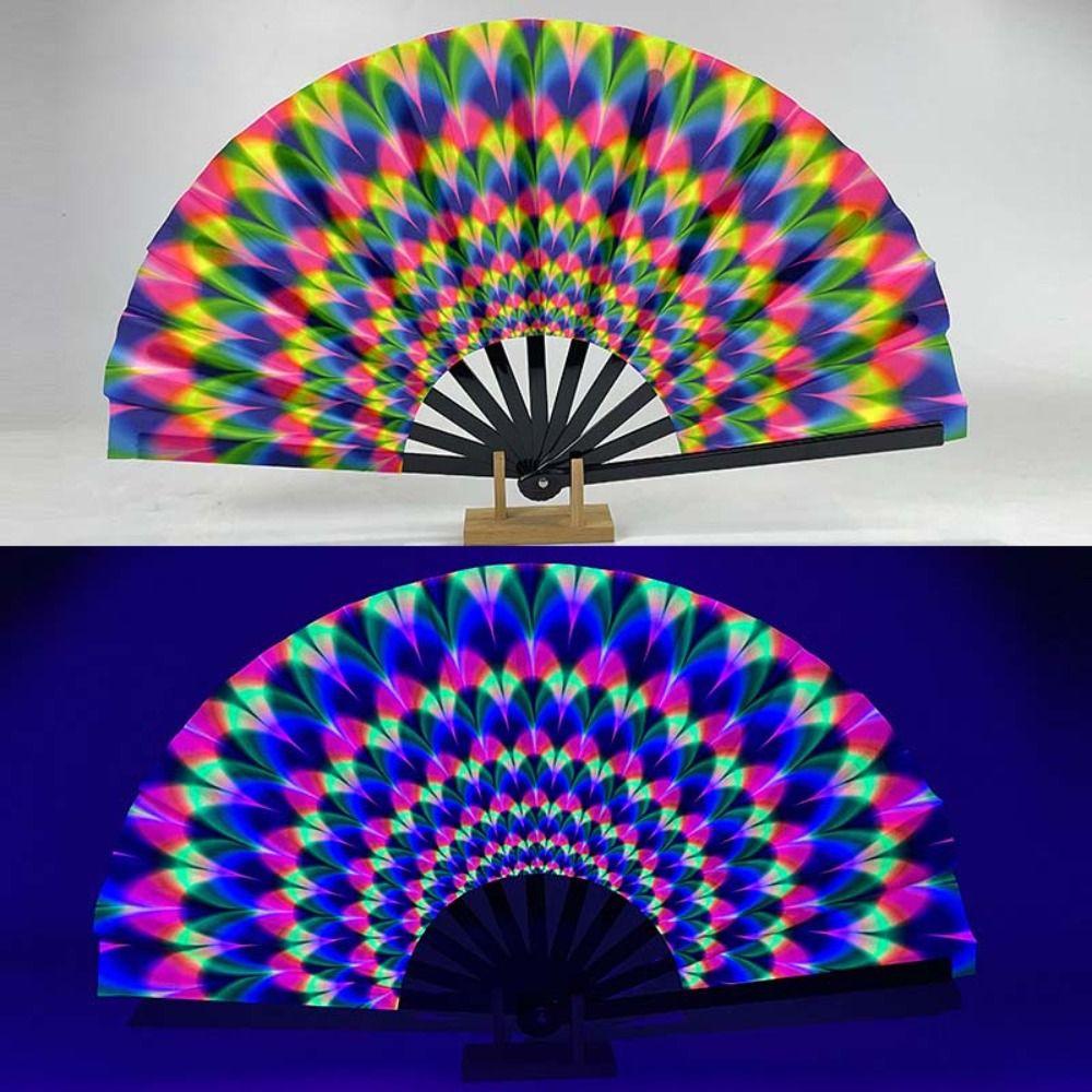 Mushroom Glow-in-the-Dark Folding Fan Butterfly UV Reactive Glow Fan Themed Events