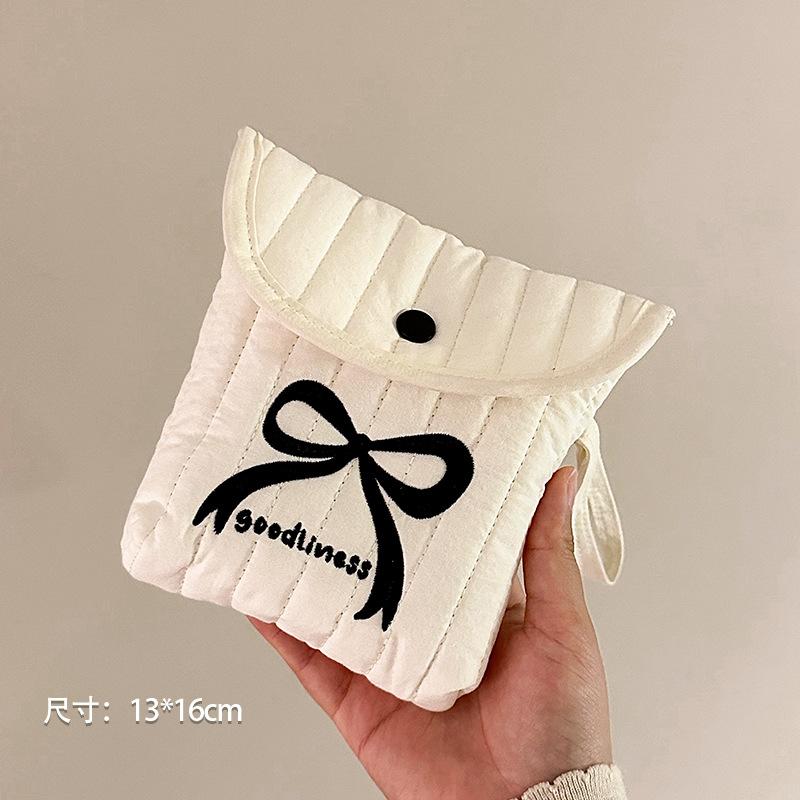 Japanese Cute Quilted Cotton Storage Bag Portable Ladies' Organizer of Sanitary Napkins Lipstick Menstrual Sanitary Pads Pouch