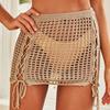 Beach Skirt Solid Color Drawstring Sexy Hollow Out Hight Waist Summer Skirt Holiday Clothes