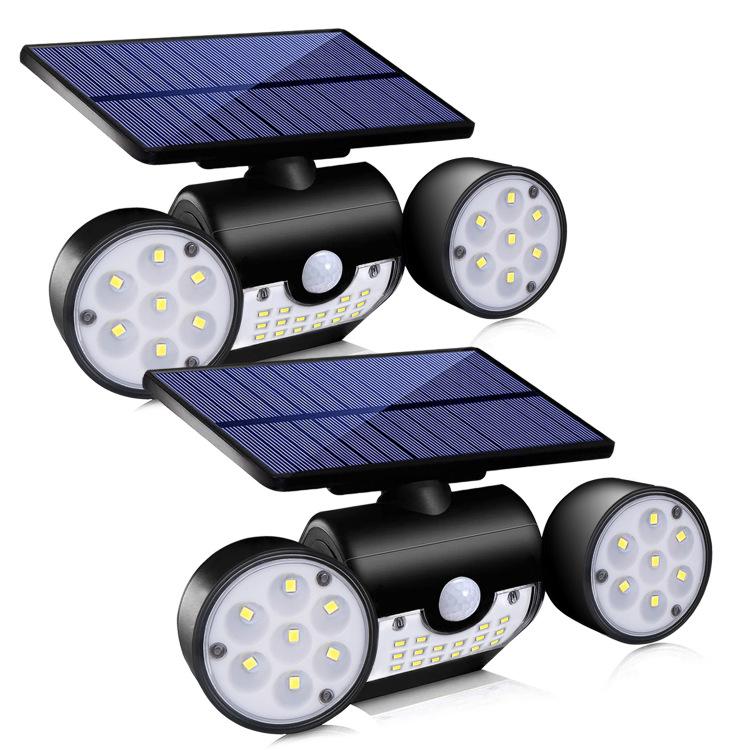30 LED Dual Head Rotatable Solar Wall Light for Outdoor Use