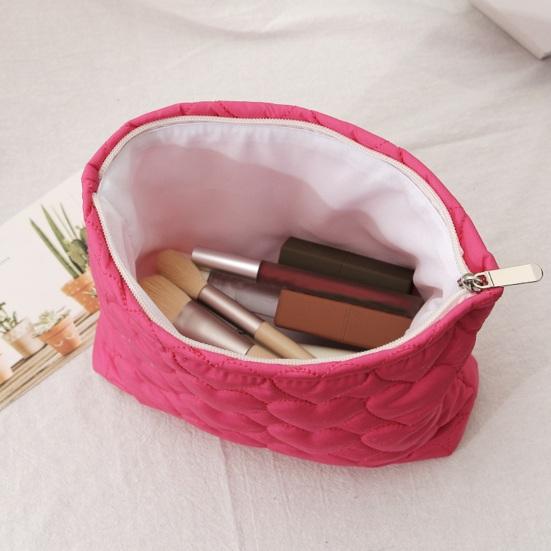 Quiltet Hjerte Toilettaske Blød Makeup Pung Rejse Toilettaske Organizer Ensfarvet Clutch til Kvinder Piger Ferie Daglig Brug