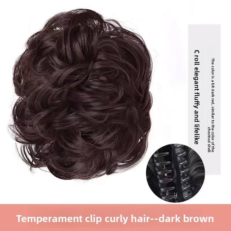 

1PCS Wig Women s Clip-in Hairband Bun Head Bun Pull Flower Short Curly Hair Clip-in Flower Bud Head Fluffy Big Hairband 1PCS