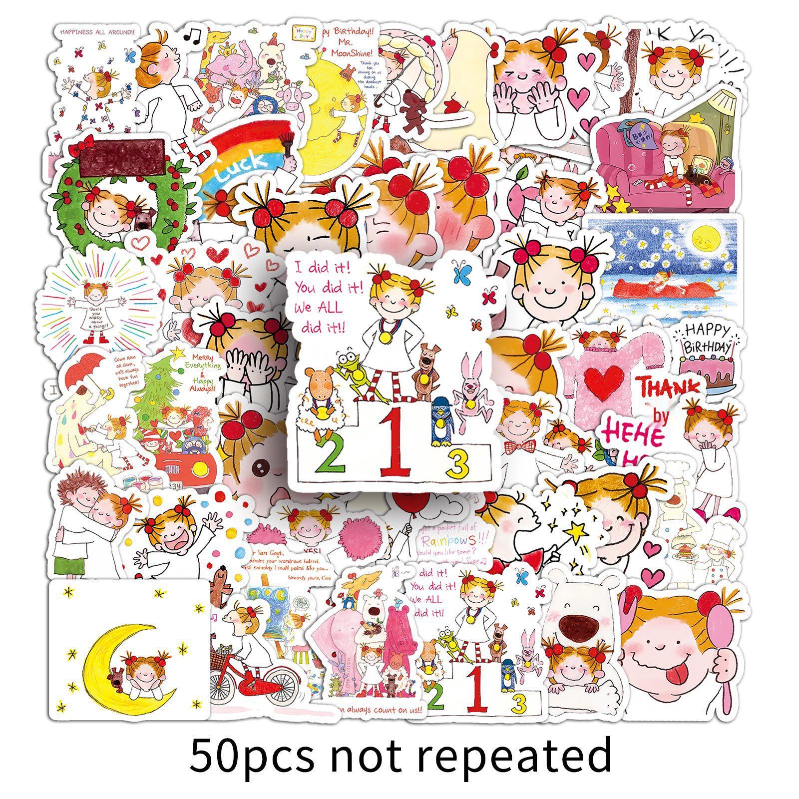 

50 COCO Sauce Cute Girl Cartoon Stickers for Decoration and Journaling