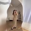 2025 European Beautiful Woman Amazon Button U-neck Vest Top Coat High Waist Hip A-shaped Skirt Temperament Suit