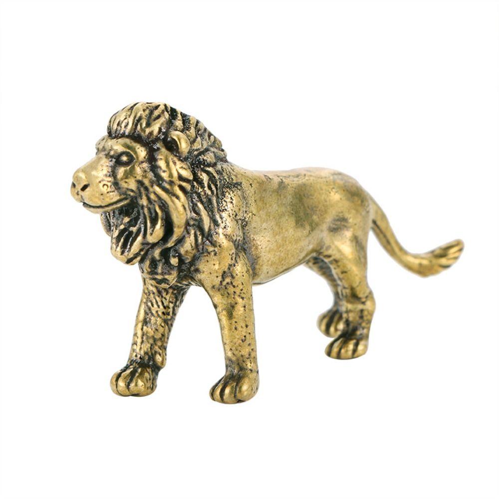 Copper Lion Statue Cute Mini Lion Sculpture Brass Lion King Figurines  Office Decoration