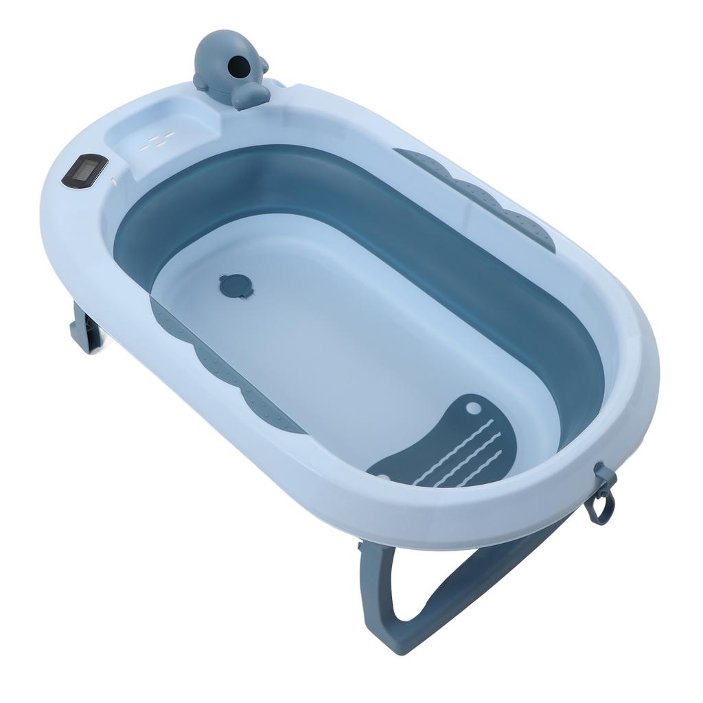 Baby Temperature Sensing Bathtub Foldable Thicked Sitting Lying Bath Bucket with Drain Hole L Light