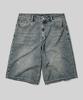 Beodeonteu Vintage Scratch Washed Denim Bermuda Shorts [Sand Blue]