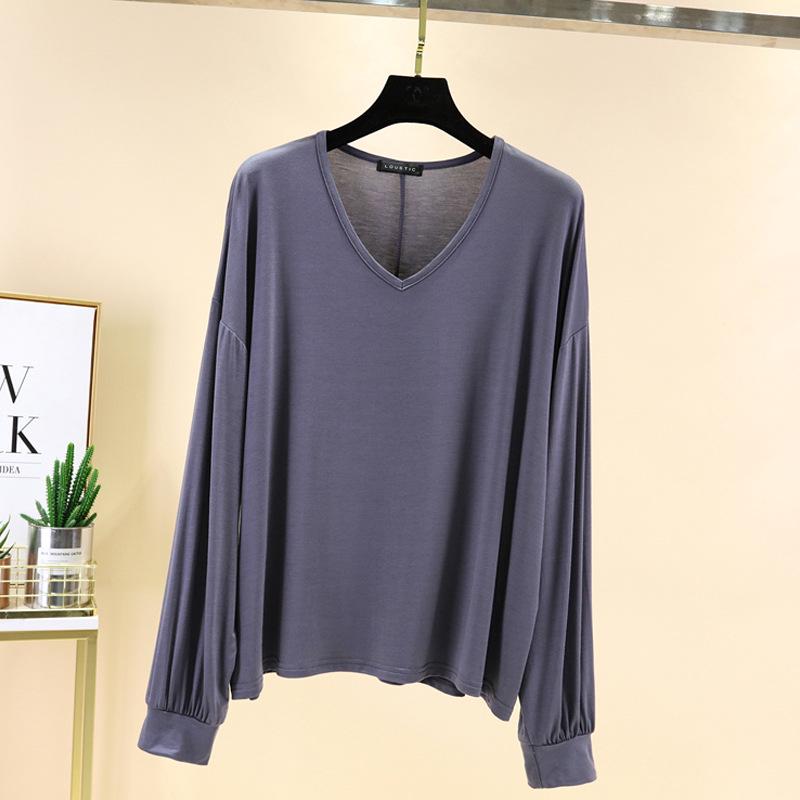 

Женская футболка с длинным рукавом и V-образным вырезом свободного кроя для защиты от солнца - Летний топ большого размера для верховой езды, в корейском стиле Medium