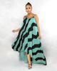 H153 Europäisches Sexy Damen Maxikleid mit unregelmäßigem Print und Spaghettiträgern