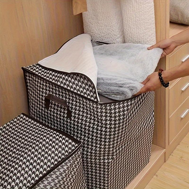 Large 47.55 Gallon Plaid Travel Storage Bag Dustproof Zipper Convenient Clothing Protection Bag Thick Durable Blanket Organizer