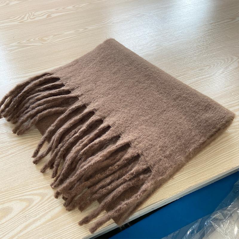 Homemade 28-color Atmosphere Soft Waxy Thick Beard Mohair Scarf Women's Winter Warm Imitation Cashmere Scarf Shawl