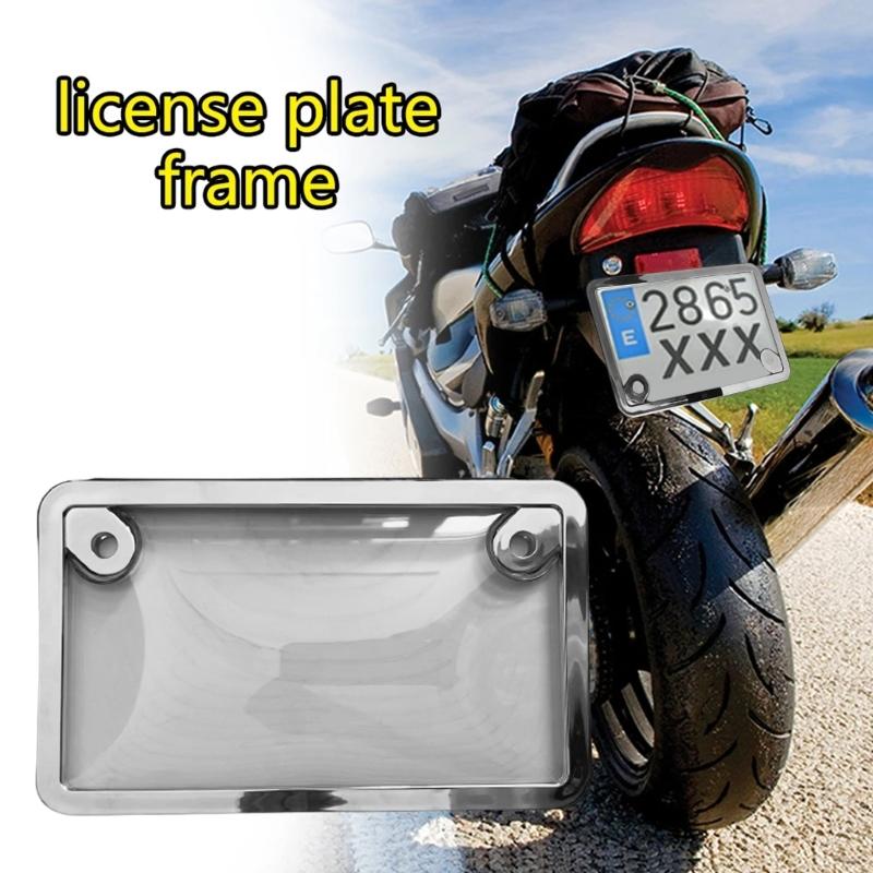 Stainless License Plate Frame Motorcycle License Plate Holders for Front & Rear 2 Holes Universal License Plate Cover