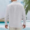 Men's Long Sleeve Shirt Men Cotton Linen Shirt Regular Fit Casual Shirts  Beach T-Shirt
