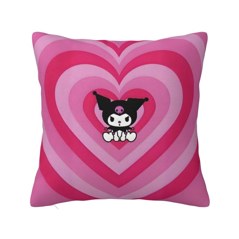Custom Modern Cute Sanrio Kuromi Anime Cushion Cover Velvet Kawaii Cartoon Pillow Case Home Decor