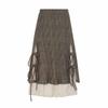 Damen Retro Japanischer Stil Brauner Midi-Rock Herbst Winter Maillard Asymmetrisch Büro Vielseitiger Freizeitrock