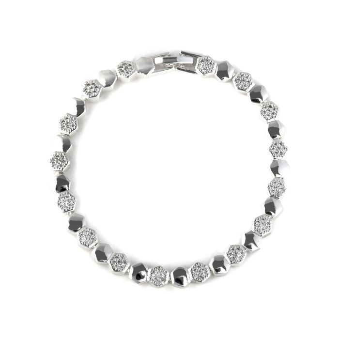 Bracelet - LUXENTER - Lyth - Brilliant Cubic Zirconia - Silver Rhodium-Plated Finish - 18 Cm