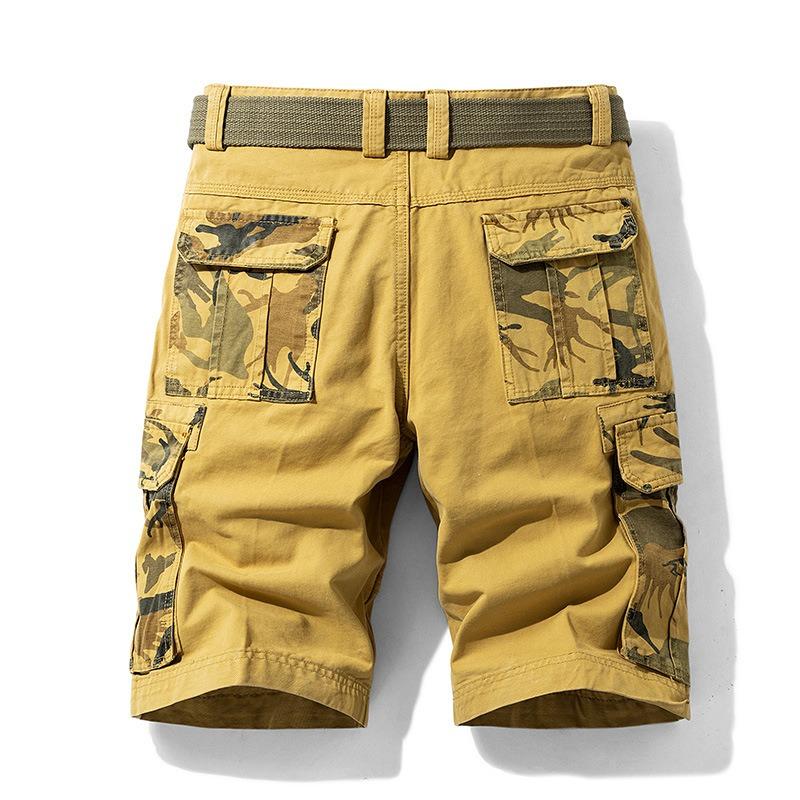 Pantaloncini Cargo Mimetici da Uomo Vestibilità Larga Cotone Lavato Estivo