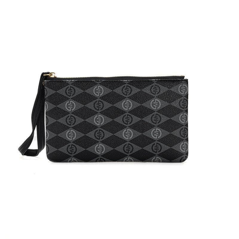 Vintage Design Pattern Handbags for Women Men Phone Bags Long Zipper Purse Artificial Leather Card Holder Wallets