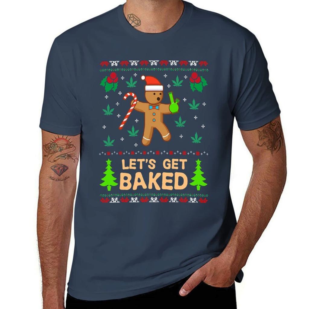 Lets Get Baked Cookie Weed Xmas Ugly Christmas Sweater Tshirt Outdoor Activity Sports Tshirt