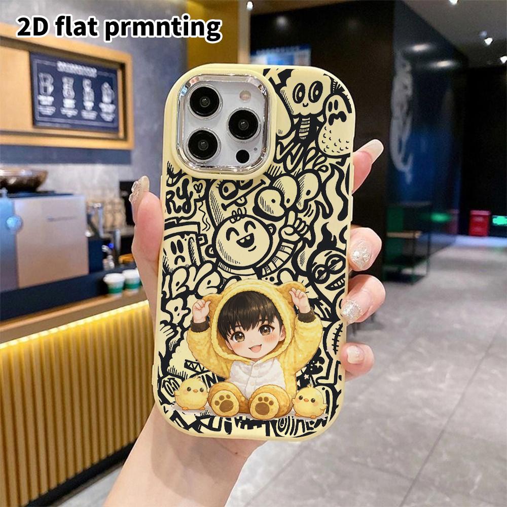 Phone Case: 2D Flat Design Suitable for iPhone 18 17 16 15 14 13 Pro Protective Case, Couple Style, Cute Young Boy, Christmas and Halloween Gift