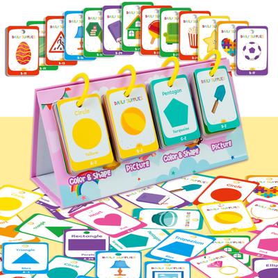 96 Cartões Educacionais de Aprendizagem Cognitiva de Geometria Colorida Treino de Pensamento Quebra-cabeça de Educação Infantil para Crianças