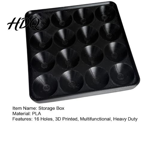 4x4 Billiard Ball Groove Design 16 Holes Tray Billiards Storage Box with Anti-Slip Arc Concave Durable 3D Printed Pool Holder Tray for Snooker