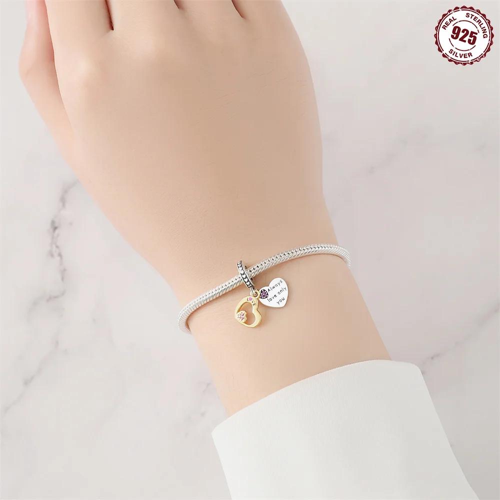 Original Charms Copper Gold Love Heart Pendant Beads Fit Bracelets Beads For Women Diy Jewelry Making Gift Fine Jewelry