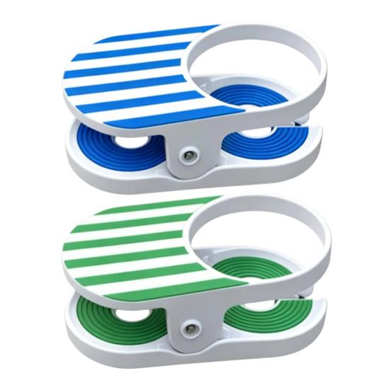 Clip-On Drink Holder for Chair, Portable Cup Holder for Beach Chair Patio Table, Striped Outdoor Clamp On Beverage Caddy for Pool Cruise